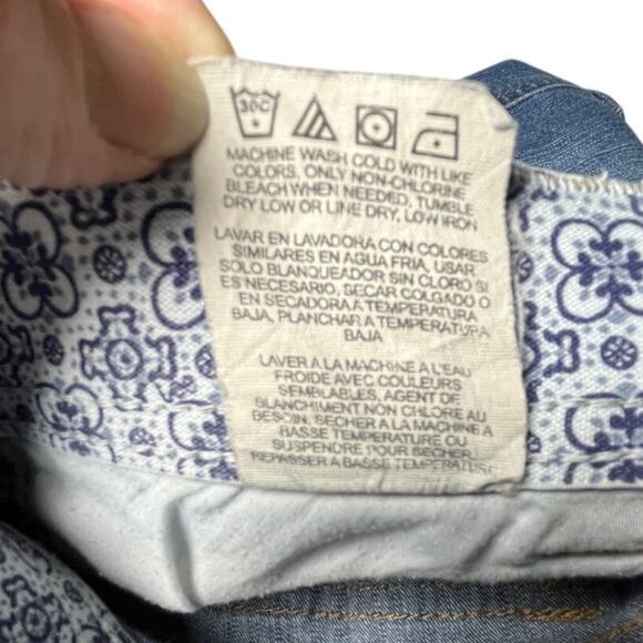 Wrangler 10 Medium Denim Shorts Floral Waistband Y2K Western Vibes - Picture 5 of 9